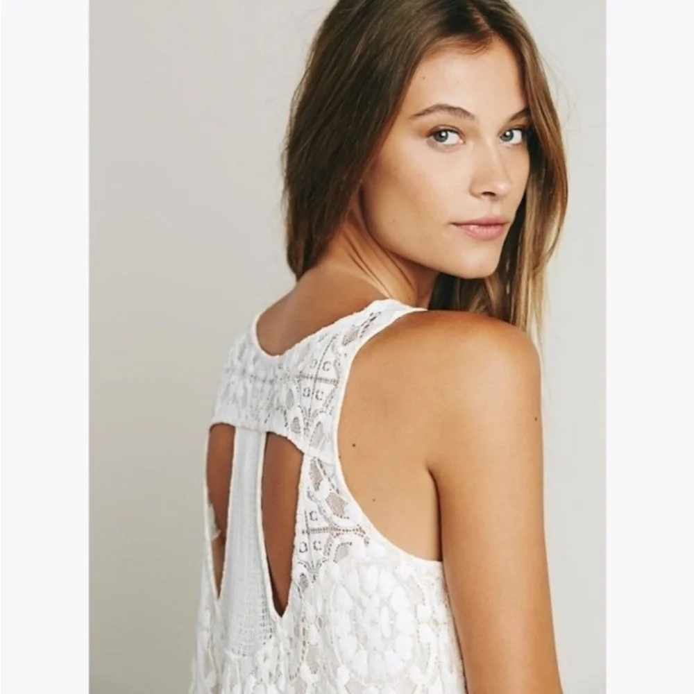 Free People Wallflower Cream Nude Lace Mini Dress Sz XS Feminine Cute Romantic - Picture 11 of 16